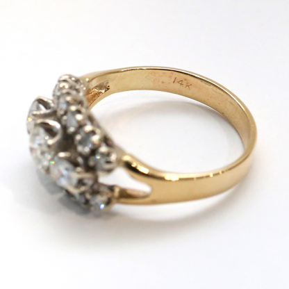 Inel de Cocktail cu Diamante din Aur Galben 14k