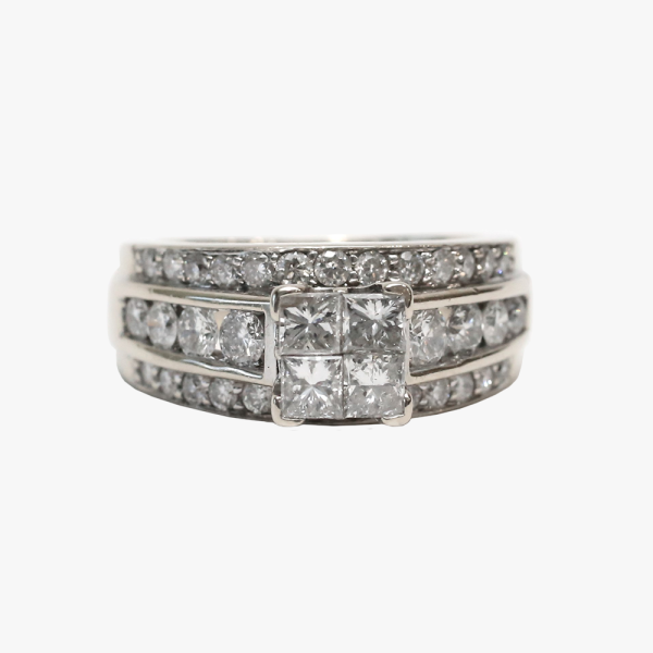 Inel Logodnă cu Diamante din Aur Alb 14k