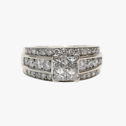 Inel Logodnă cu Diamante din Aur Alb 14k