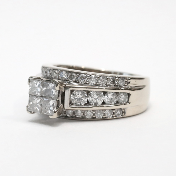 Inel Logodnă cu Diamante din Aur Alb 14k