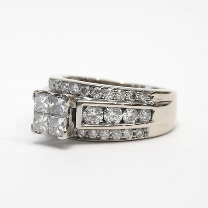 Inel Logodnă cu Diamante din Aur Alb 14k