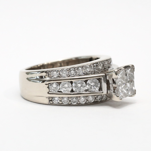 Inel Logodnă cu Diamante din Aur Alb 14k