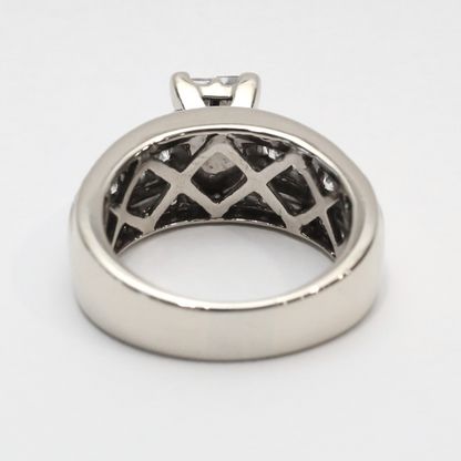 Inel Logodnă cu Diamante din Aur Alb 14k