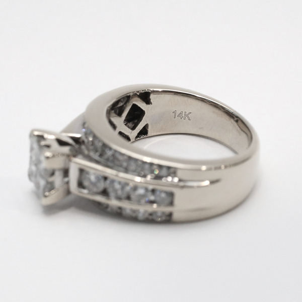 Inel Logodnă cu Diamante din Aur Alb 14k