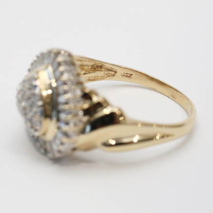 Inel cu Inimă cu Diamante din Aur Galben 14k