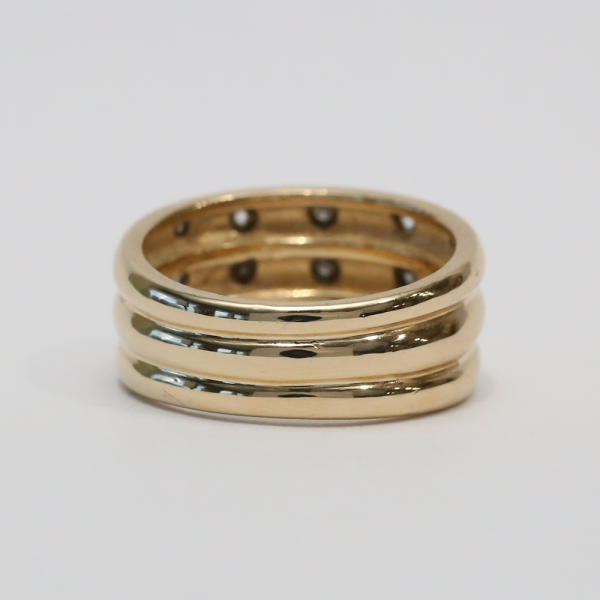 Inel Larg cu Diamante din Aur Galben 14k