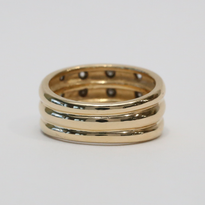 Inel Larg cu Diamante din Aur Galben 14k