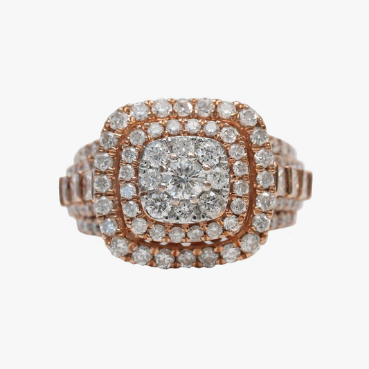 Inel cu Diamante din Aur Roz 10k