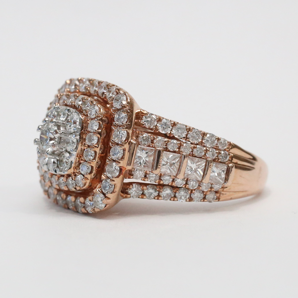 Inel cu Diamante din Aur Roz 10k