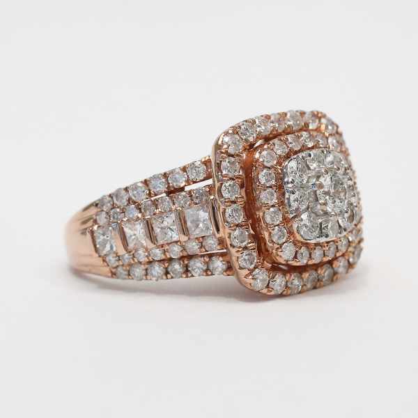 Inel cu Diamante din Aur Roz 10k