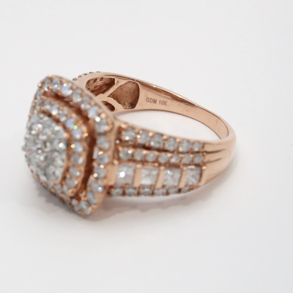 Inel cu Diamante din Aur Roz 10k