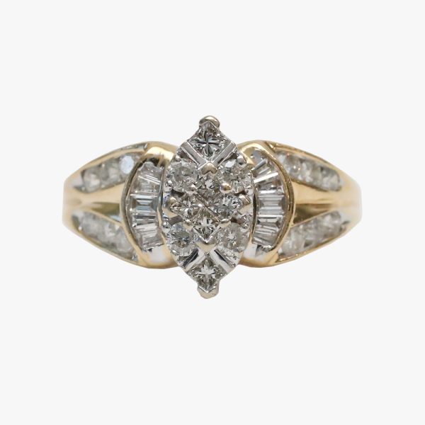 Inel de Cocktail cu Diamante din Aur Galben 14k