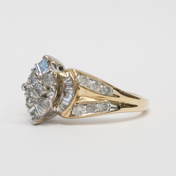 Inel de Cocktail cu Diamante din Aur Galben 14k