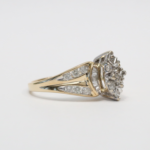 Inel de Cocktail cu Diamante din Aur Galben 14k