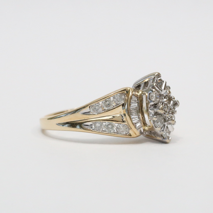 Inel de Cocktail cu Diamante din Aur Galben 14k