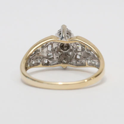 Inel de Cocktail cu Diamante din Aur Galben 14k