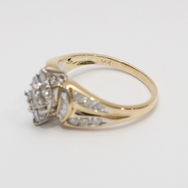 Inel de Cocktail cu Diamante din Aur Galben 14k