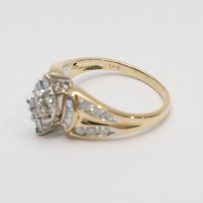 Inel de Cocktail cu Diamante din Aur Galben 14k