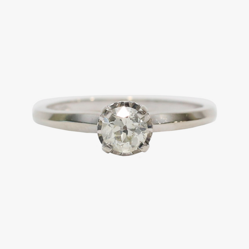 Inel Logodnă cu Diamante din Aur Alb 14k