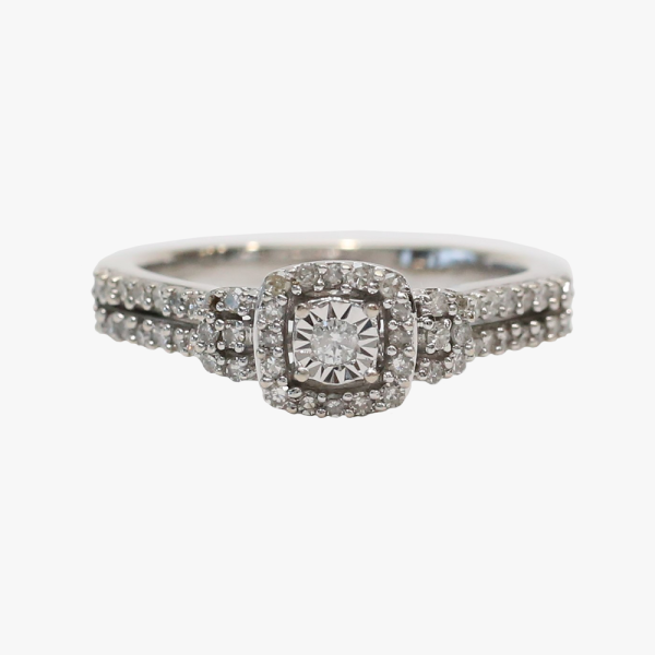 Inel cu Diamante din Aur Alb 10k