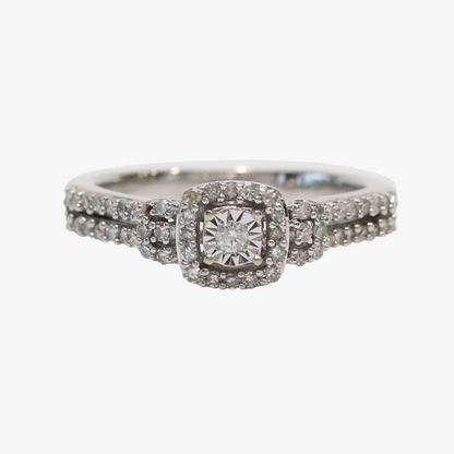 Inel cu Diamante din Aur Alb 10k