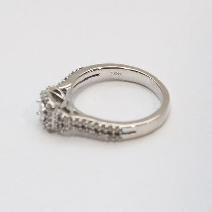 Inel cu Diamante din Aur Alb 10k