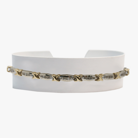 Brăţară cu Diamante din Aur Galben & Alb 14k