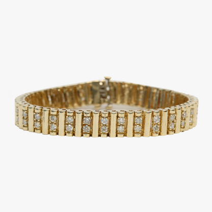 Brăţară Largă cu Diamante din Aur Galben 14k