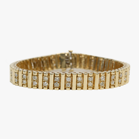 Brăţară Largă cu Diamante din Aur Galben 14k