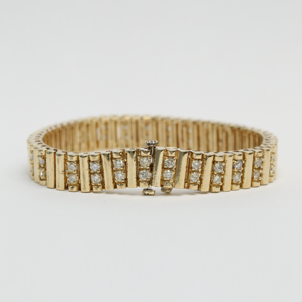 Brăţară Largă cu Diamante din Aur Galben 14k