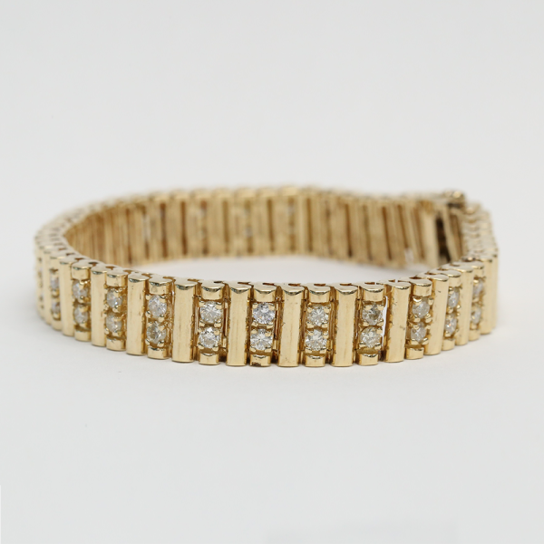 Brăţară Largă cu Diamante din Aur Galben 14k