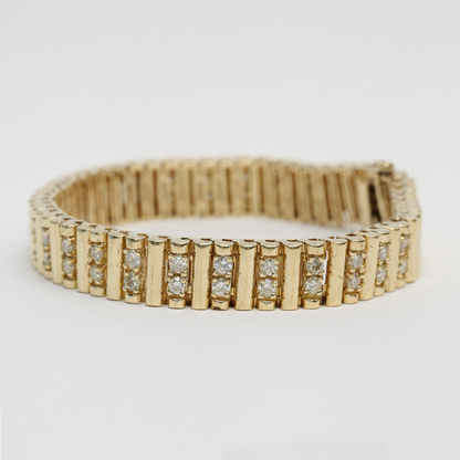 Brăţară Largă cu Diamante din Aur Galben 14k
