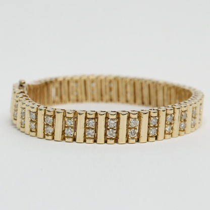 Brăţară Largă cu Diamante din Aur Galben 14k