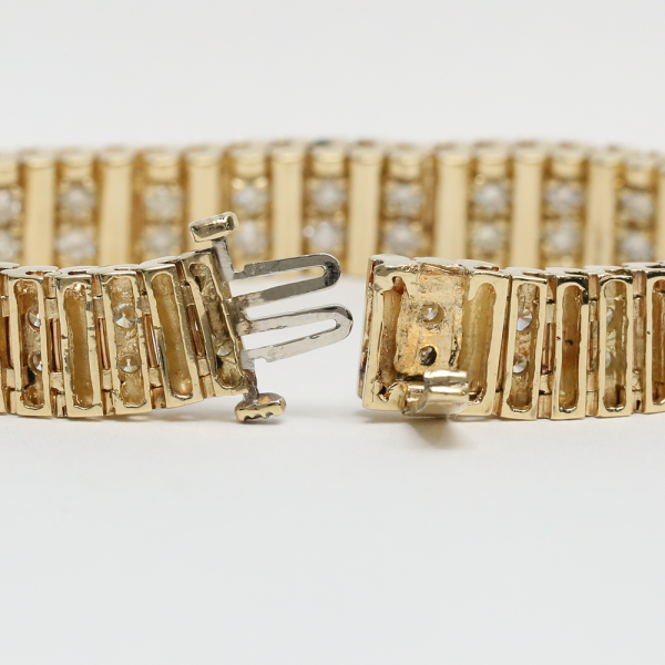 Brăţară Largă cu Diamante din Aur Galben 14k