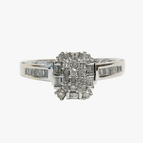 Inel cu Diamante din Aur Alb 14k