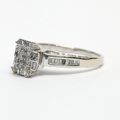 Inel cu Diamante din Aur Alb 14k