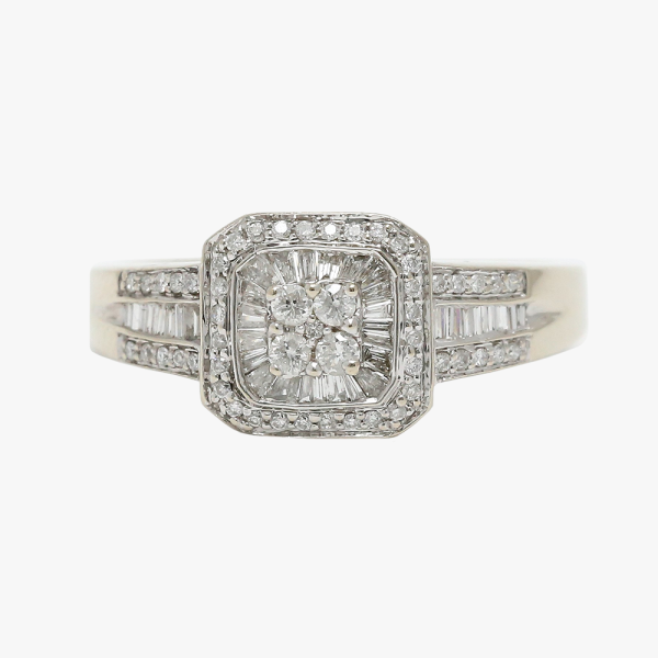 Inel cu Diamante din Aur Alb 14k