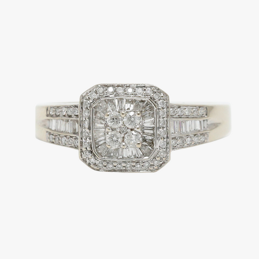 Inel cu Diamante din Aur Alb 14k