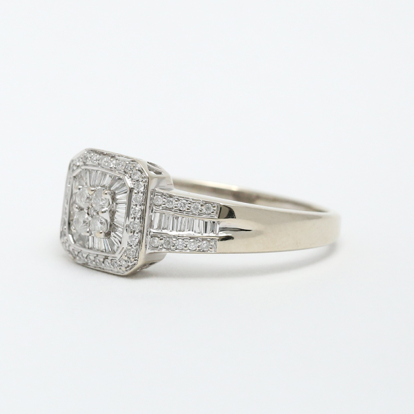 Inel cu Diamante din Aur Alb 14k