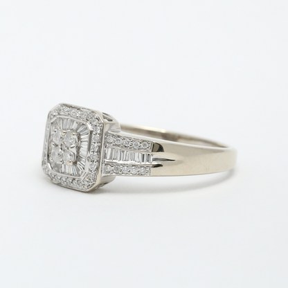 Inel cu Diamante din Aur Alb 14k