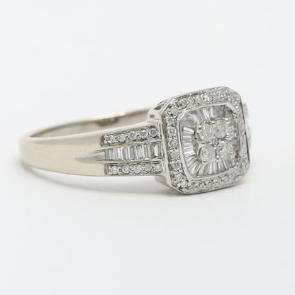 Inel cu Diamante din Aur Alb 14k