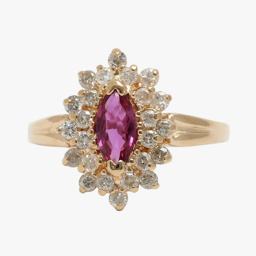 Inel cu Diamante & Spinel din Aur Galben 14k