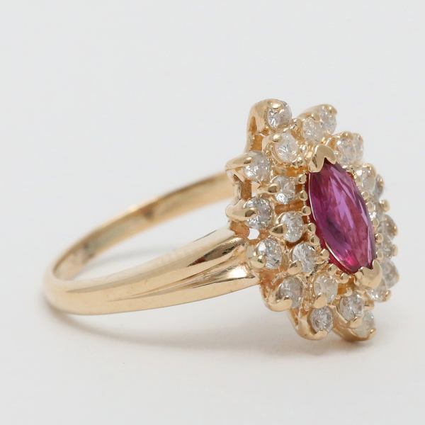 Inel cu Diamante & Spinel din Aur Galben 14k