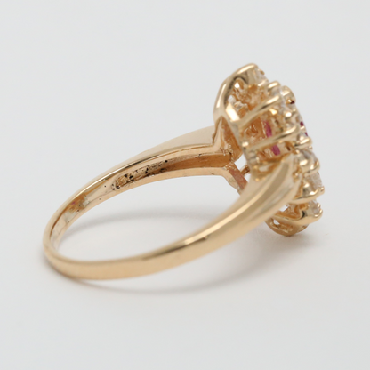 Inel cu Diamante & Spinel din Aur Galben 14k