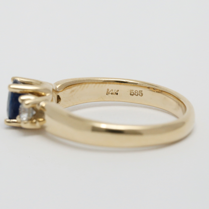 Inel cu Diamante & Safire din Aur Galben 14k