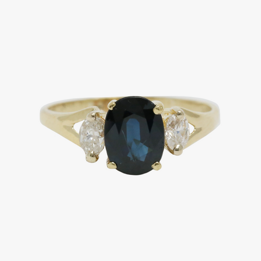 Inel cu Diamante & Safire din Aur Galben 18k