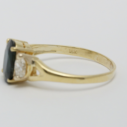 Inel cu Diamante & Safire din Aur Galben 18k