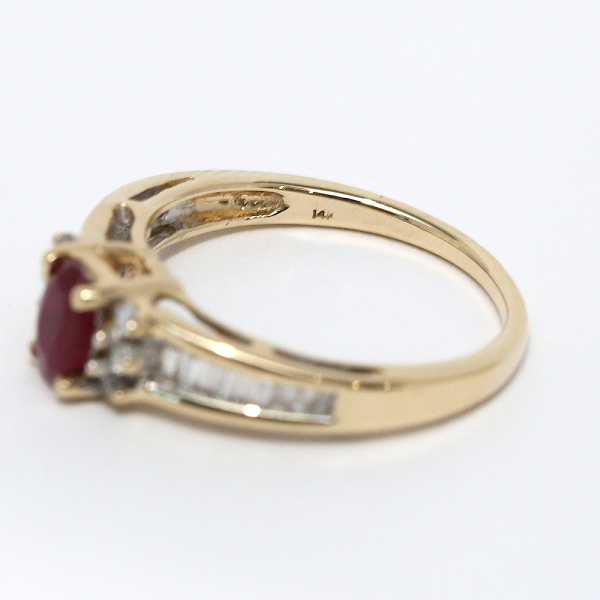 Inel cu Diamante & Rubine din Aur Galben 14k