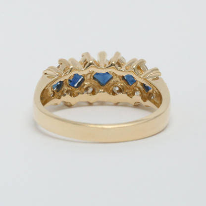 Inel cu Diamante & Safire din Aur Galben 14k