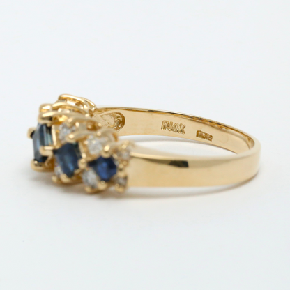 Inel cu Diamante & Safire din Aur Galben 14k